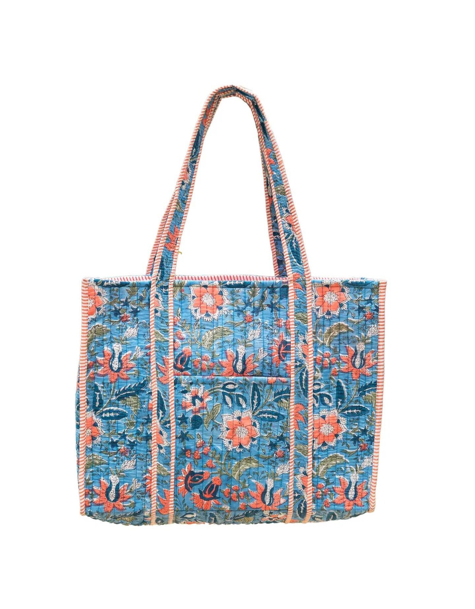 Quilted Tote With Outer Pocket (Lots of Colors!)