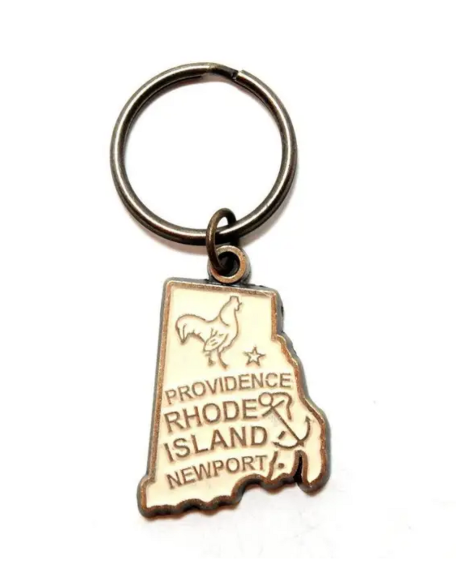 Rhode Island Charm Keychain - White