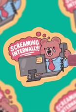 Screaming Internally Computer Bear Sticker*