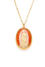 Virgin of Guadalupe Cameo Necklace - Coral