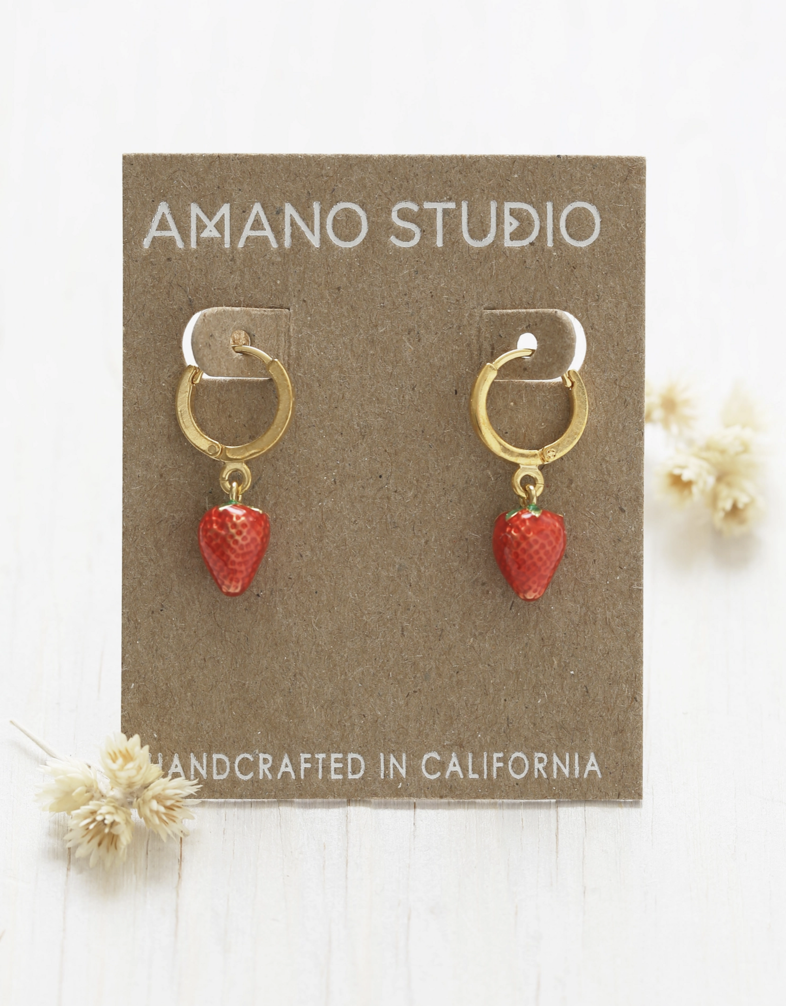 Strawberry Huggie Hoop Earrings (Amano)