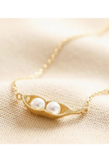 Pearl Two Peas in A Pod Pendant Necklace - Gold