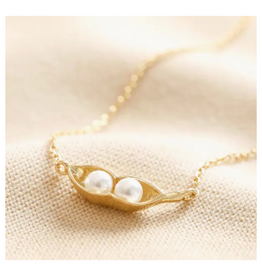 Pearl Two Peas in A Pod Pendant Necklace - Gold