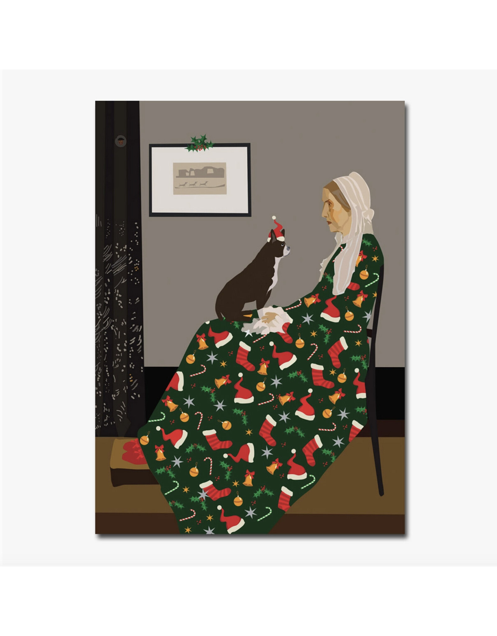 James Whistler Arrangement with Pup Holiday Greeting Card