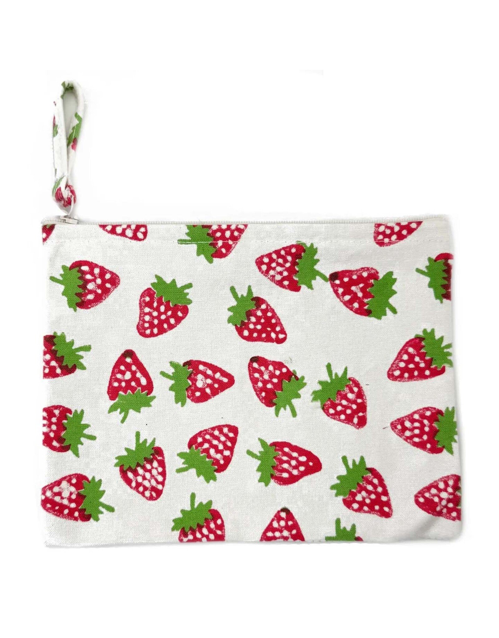 Block-Printed Strawberry Pouch