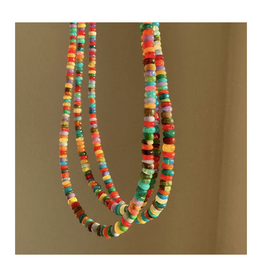Blue Slim Beaded Opal Layering Necklace
