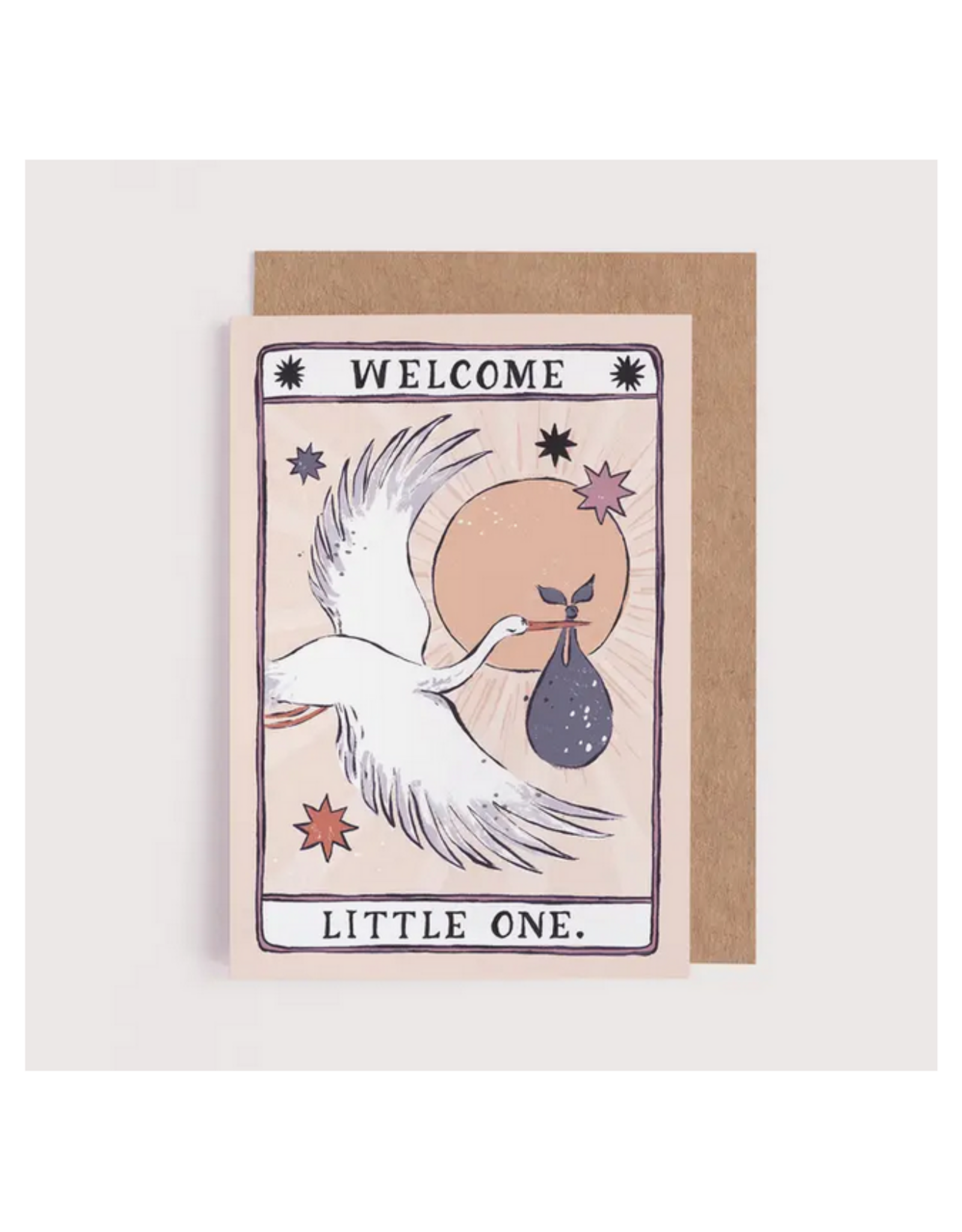 Welcome Little One Tarot Stork Greeting Card