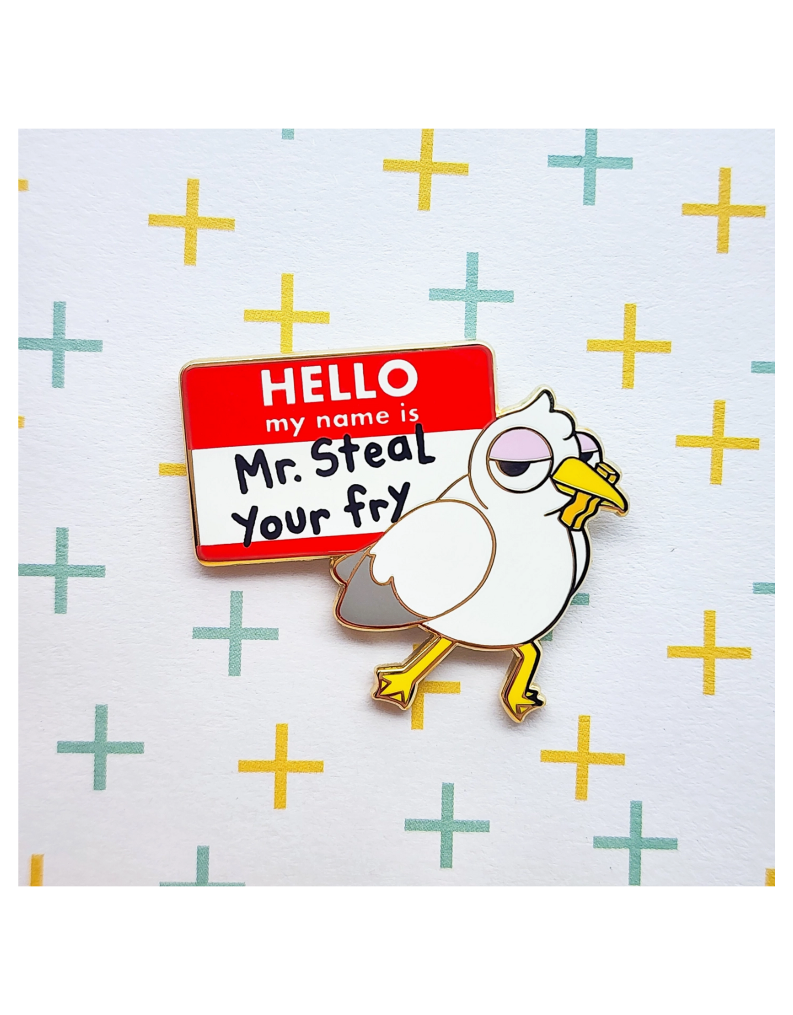 Mr Steal Your Fry Seagull Enamel Pin