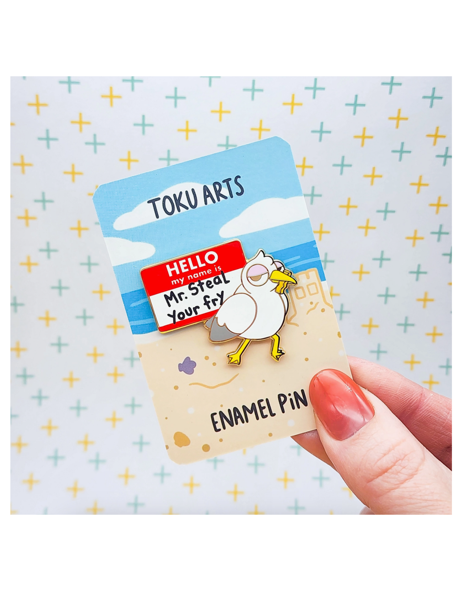 Mr Steal Your Fry Seagull Enamel Pin
