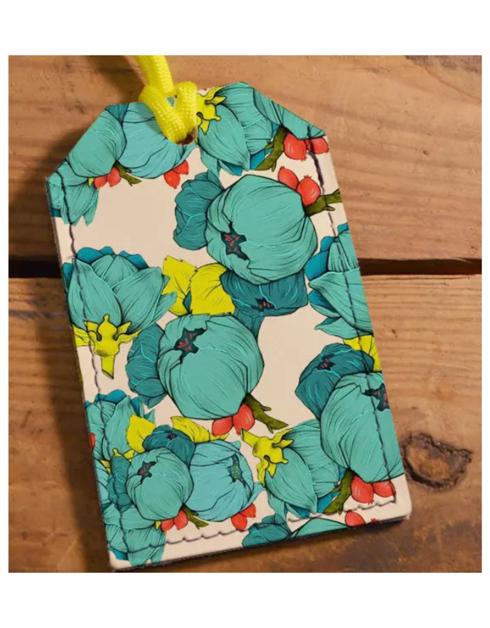 Leather Luggage Tag -  Poppies