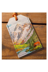 Leather Luggage Tag - Painted Mountains