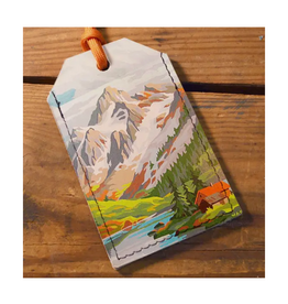 Leather Luggage Tag - Painted Mountains