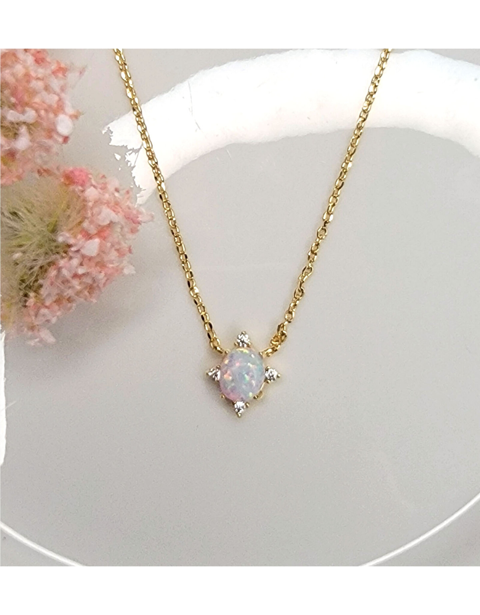 Lab-Grown Opal Pendant Necklace
