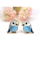 Blue Parakeet Stud Earrings