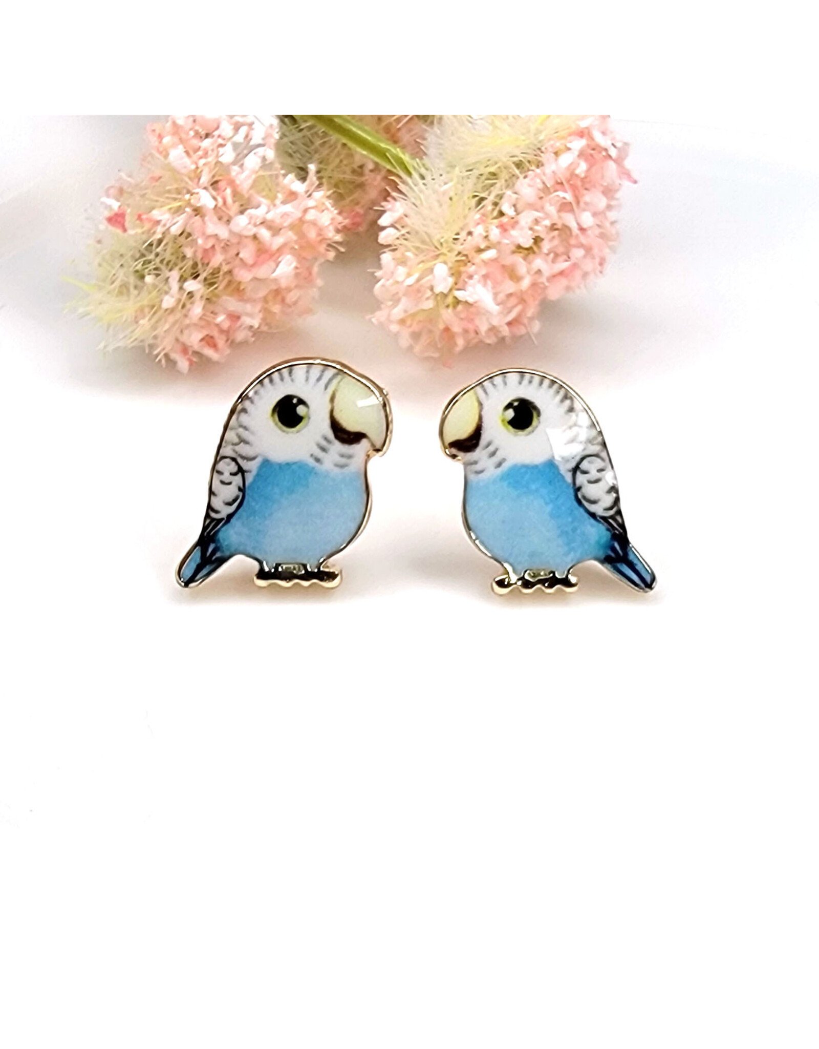 Blue Parakeet Stud Earrings