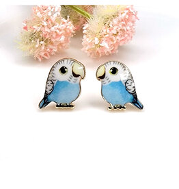 Blue Parakeet Stud Earrings