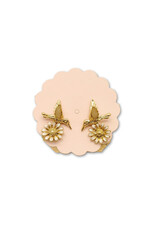 Hummingbird with Daisy Stud Earrings - Gold