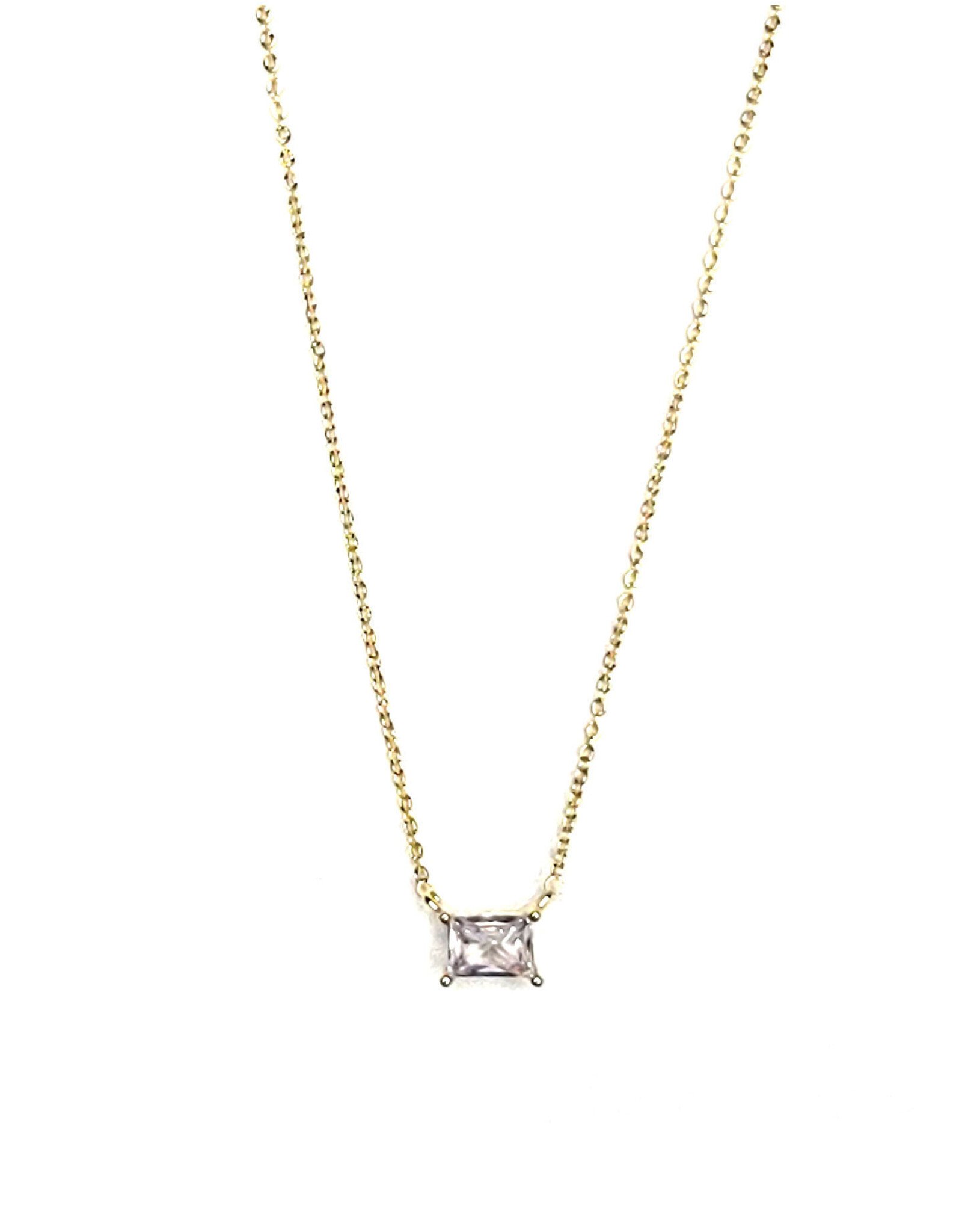 Cubic Zirconium Rectangle Pendant Necklace