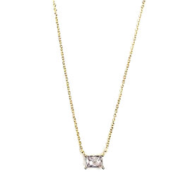 Cubic Zirconium Rectangle Pendant Necklace