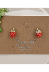 3D Mini Strawberry Stud Earrings