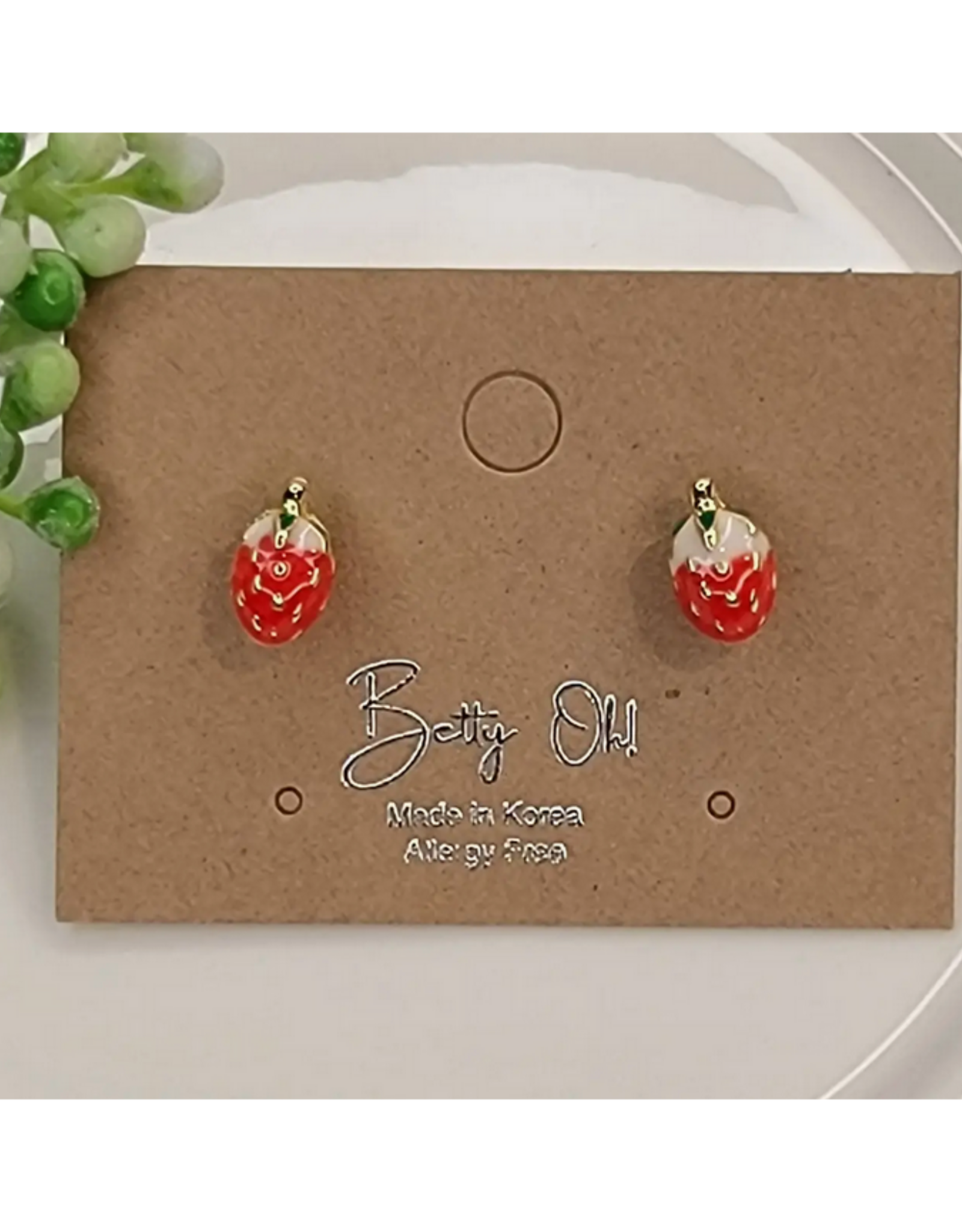 3D Mini Strawberry Stud Earrings