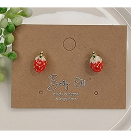 3D Mini Strawberry Stud Earrings