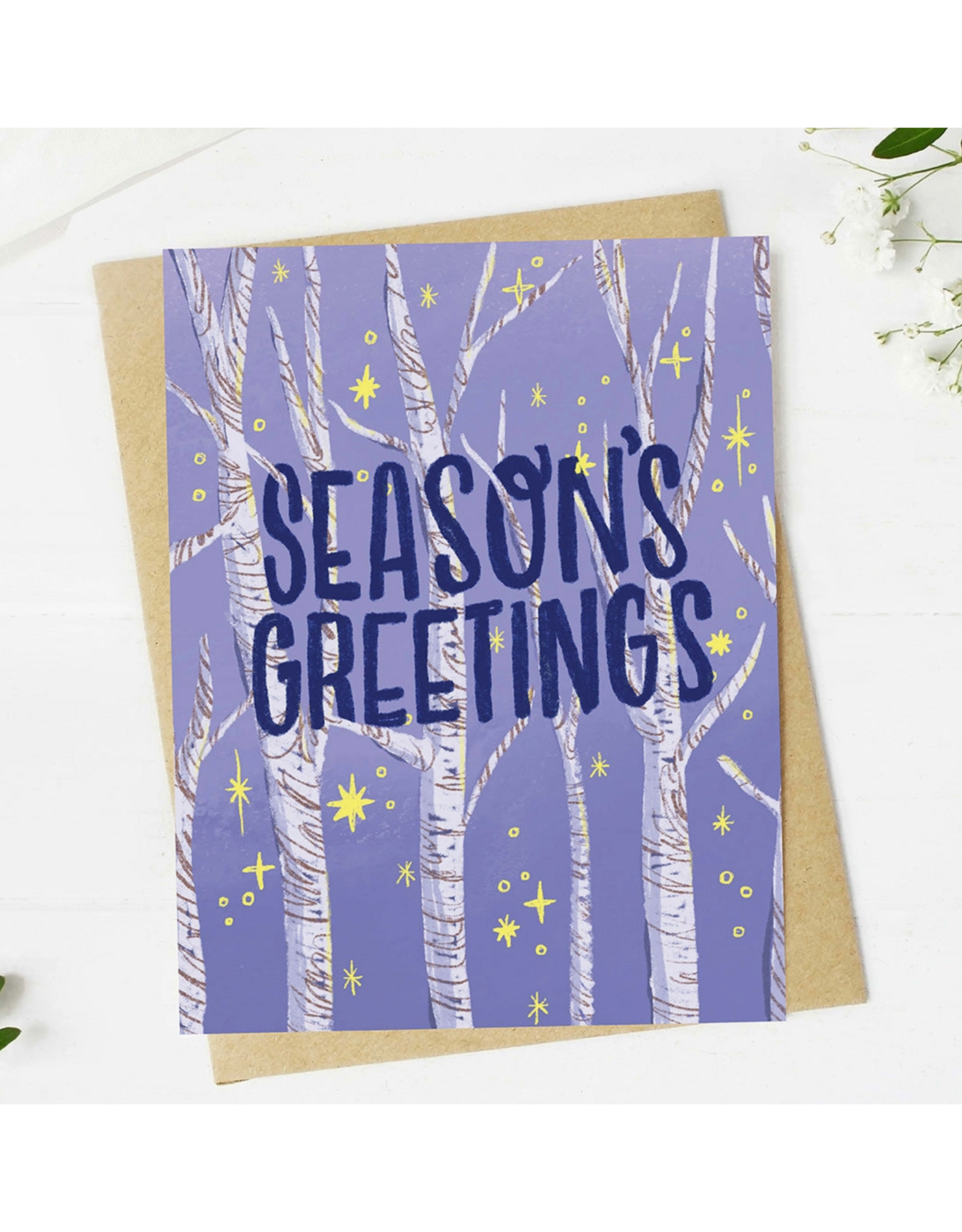 Purple Birch Trees Season's Greetings Greeting Card