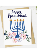 Happy Hanukkah Menorah Floral Greeting Card