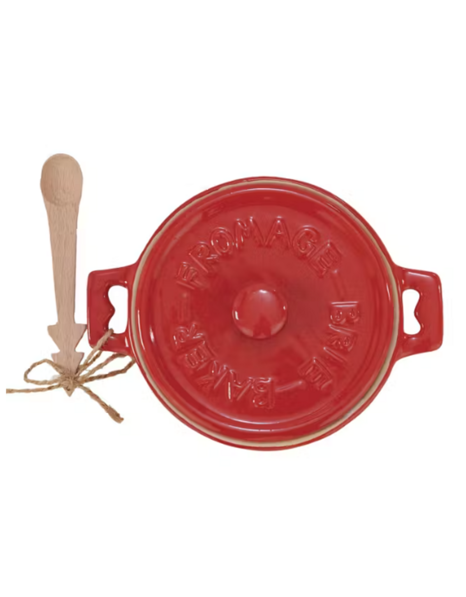 Stoneware Brie Baker w/ Tree Spreader - Red