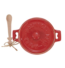 Stoneware Brie Baker w/ Tree Spreader - Red