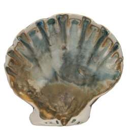 Stoneware Green Scallop Shell Shaped Dish