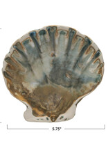 Stoneware Green Scallop Shell Shaped Dish