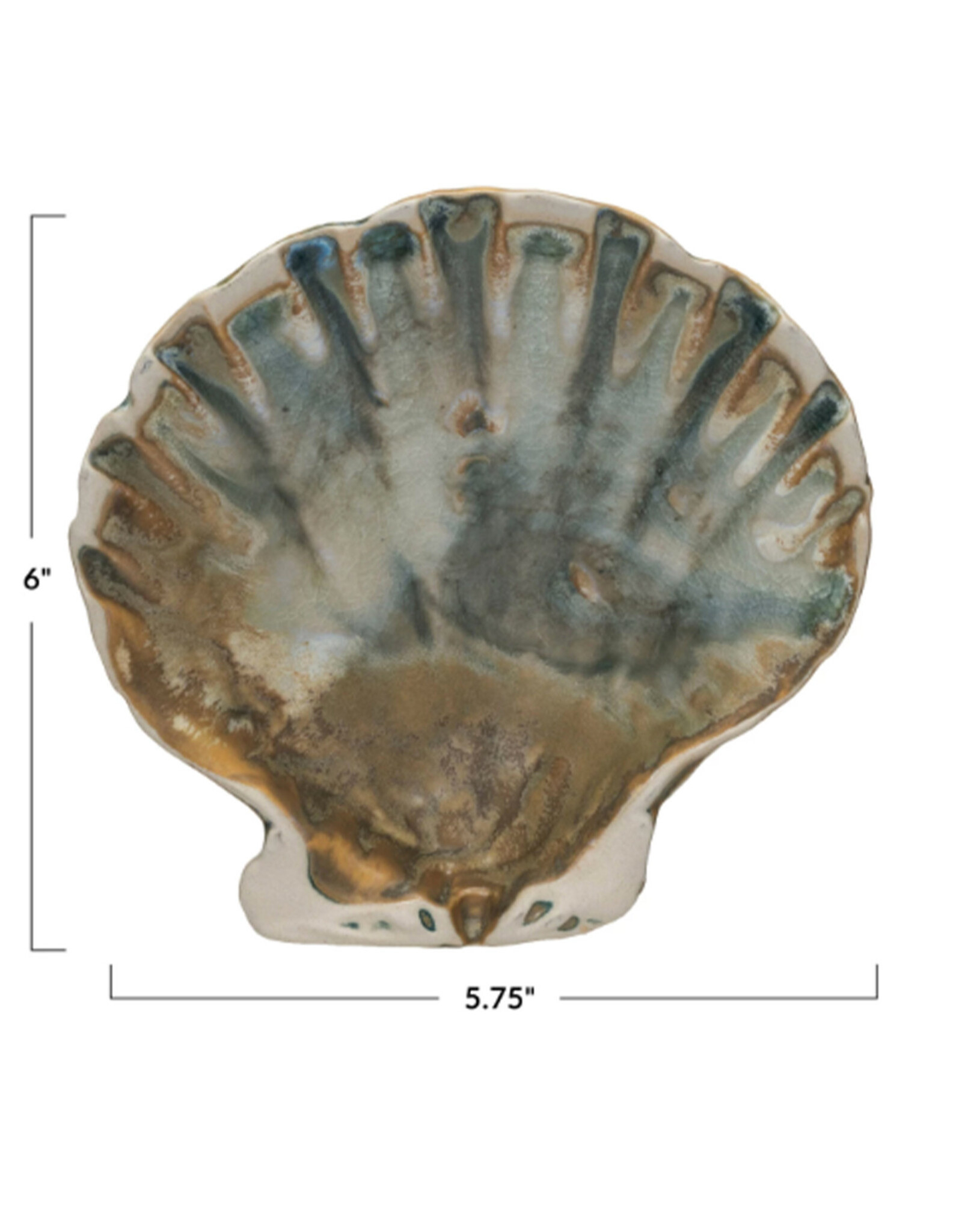 Stoneware Green Scallop Shell Shaped Dish