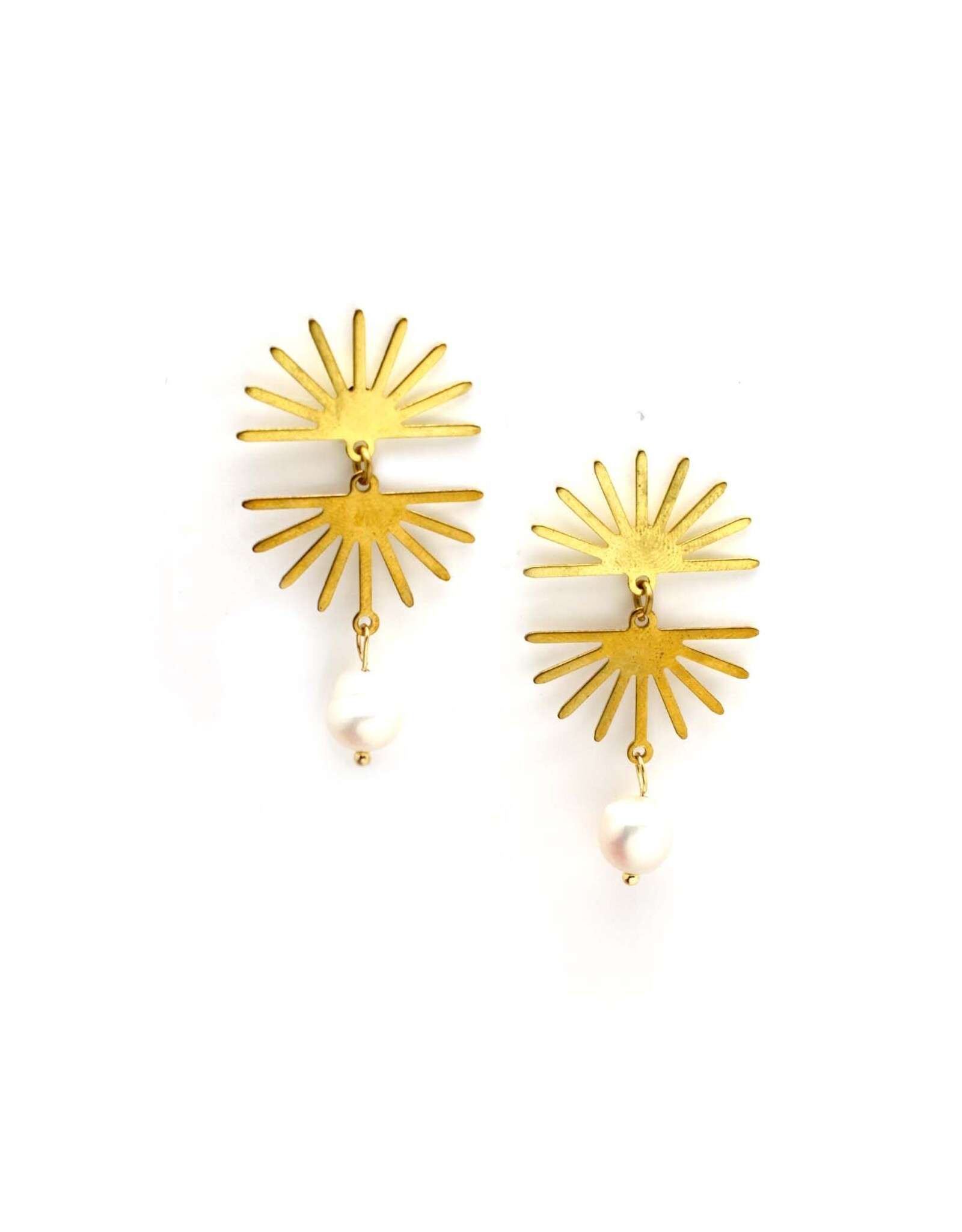 Sunburst with Pearl Dangle Earings*