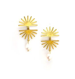 Sunburst with Pearl Dangle Earings*