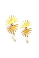 Sunburst with Pearl Dangle Earings*