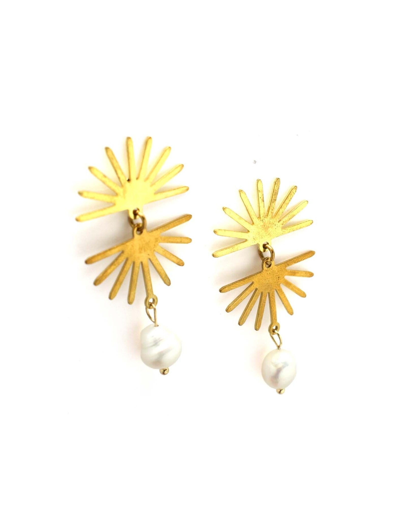 Sunburst with Pearl Dangle Earings*