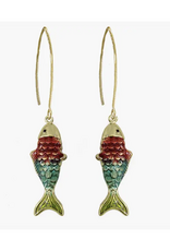 Aquarium Red Fish Dangle Earrings
