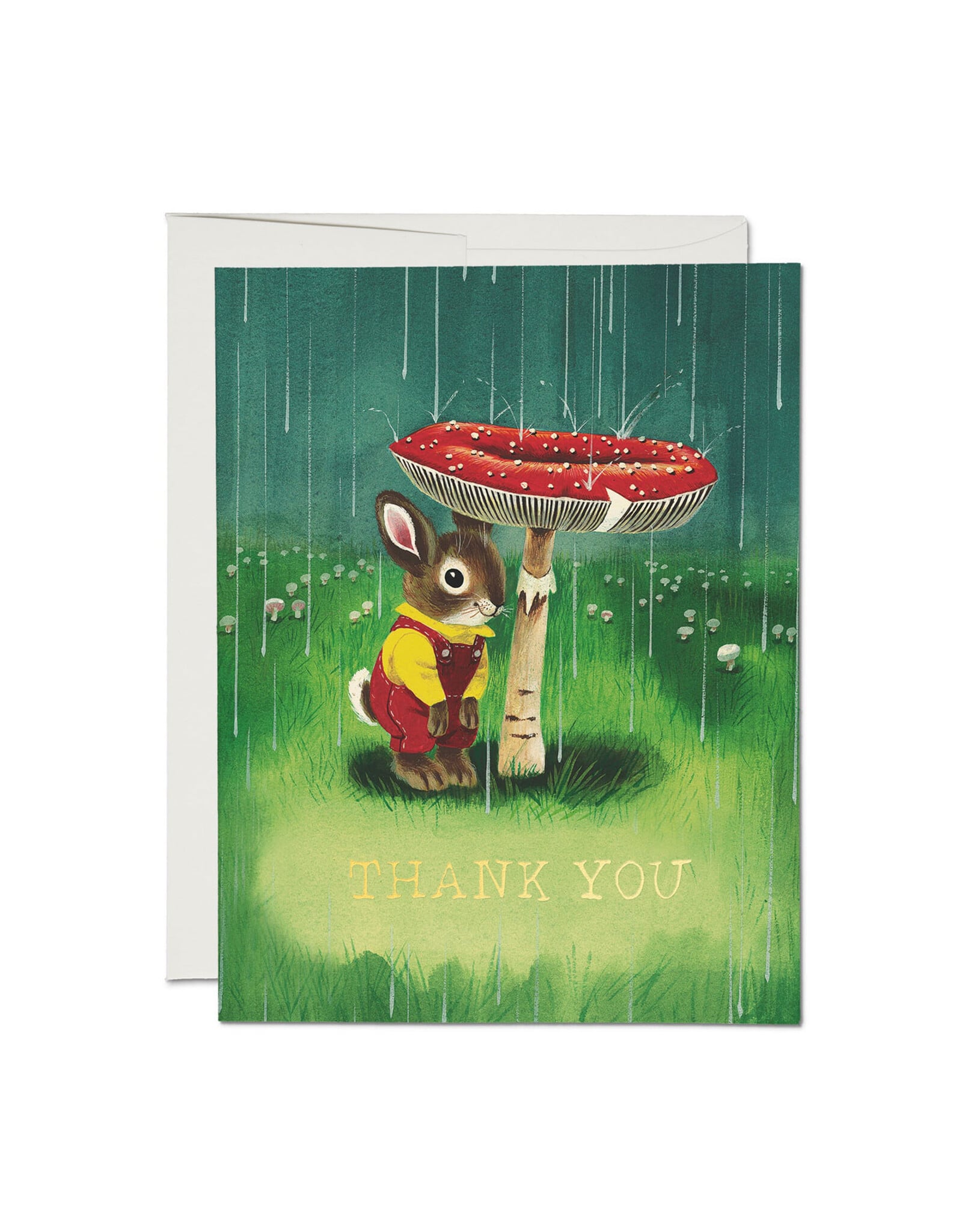 Richard Scarry Bunny and Mushroom Thank You Greeting Card
