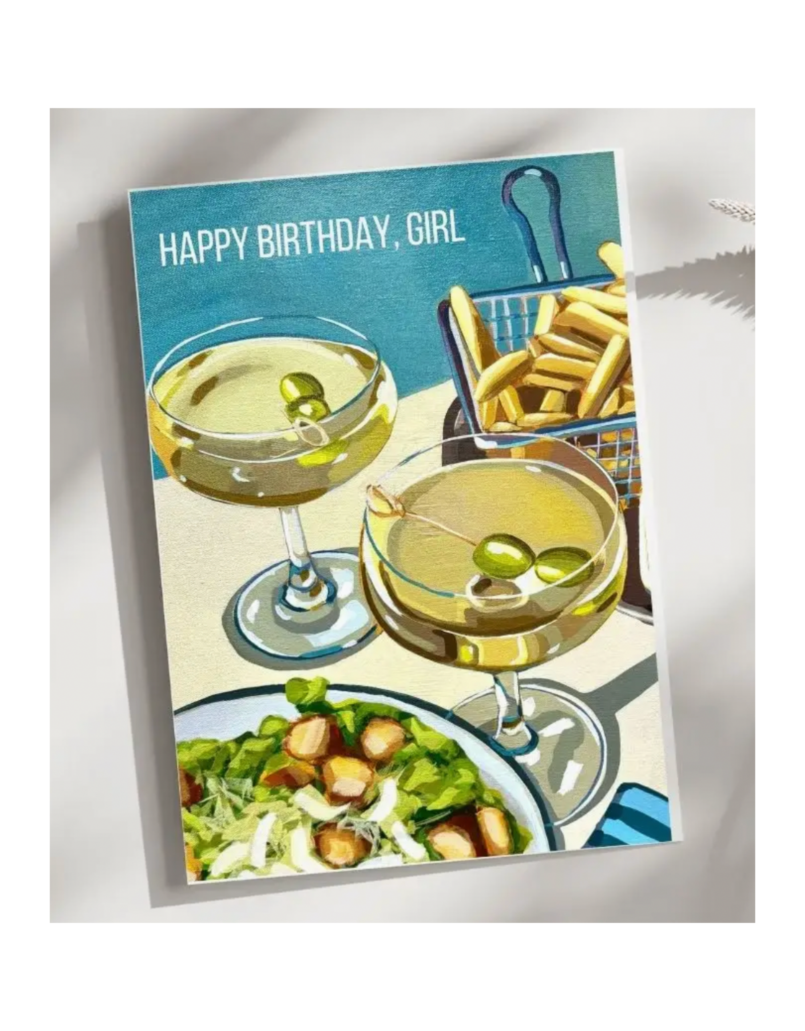 Laurel Greenfield Art Girl Dinner Birthday Greeting Card