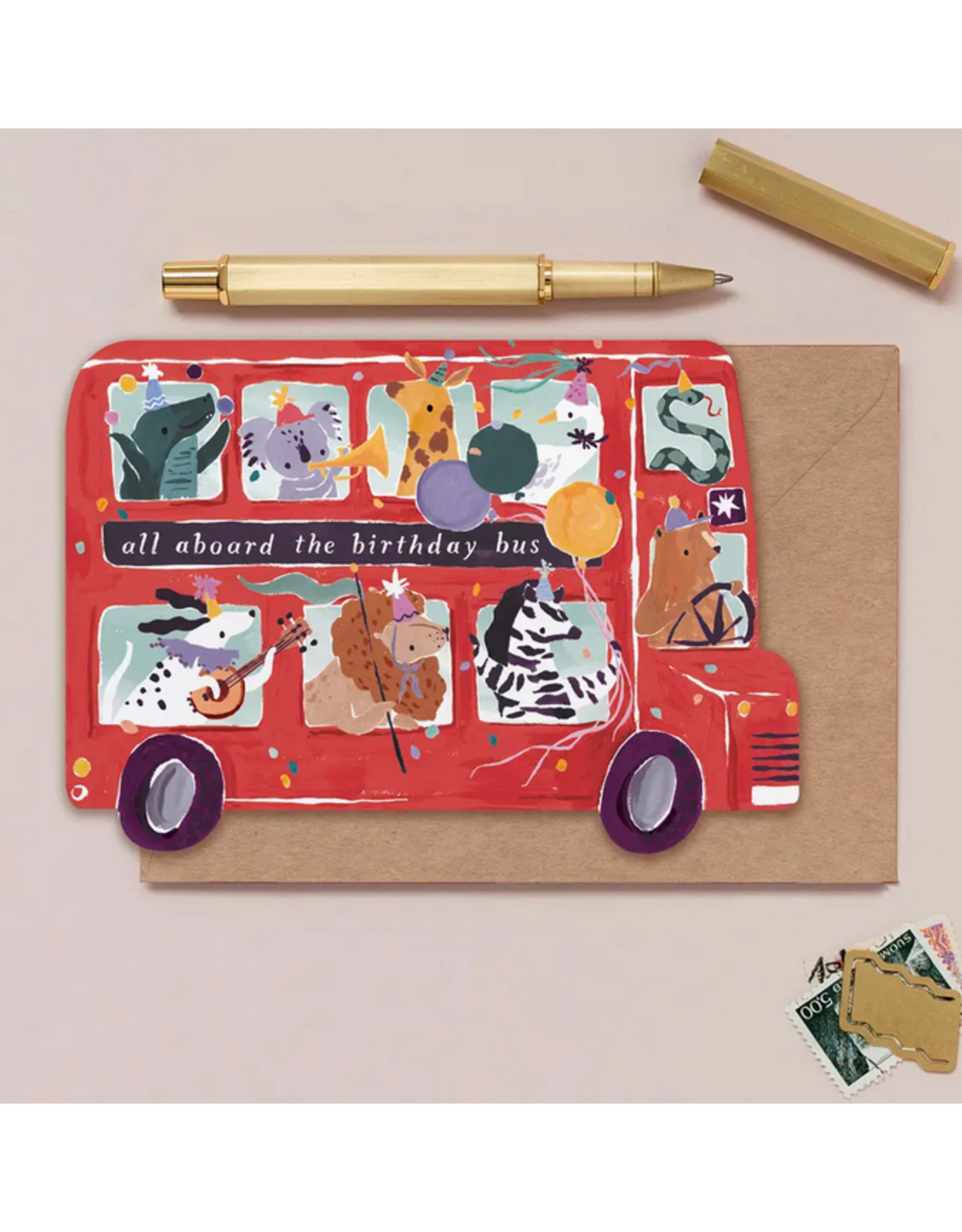 All Aboard The Birthday Bus Greeting Card