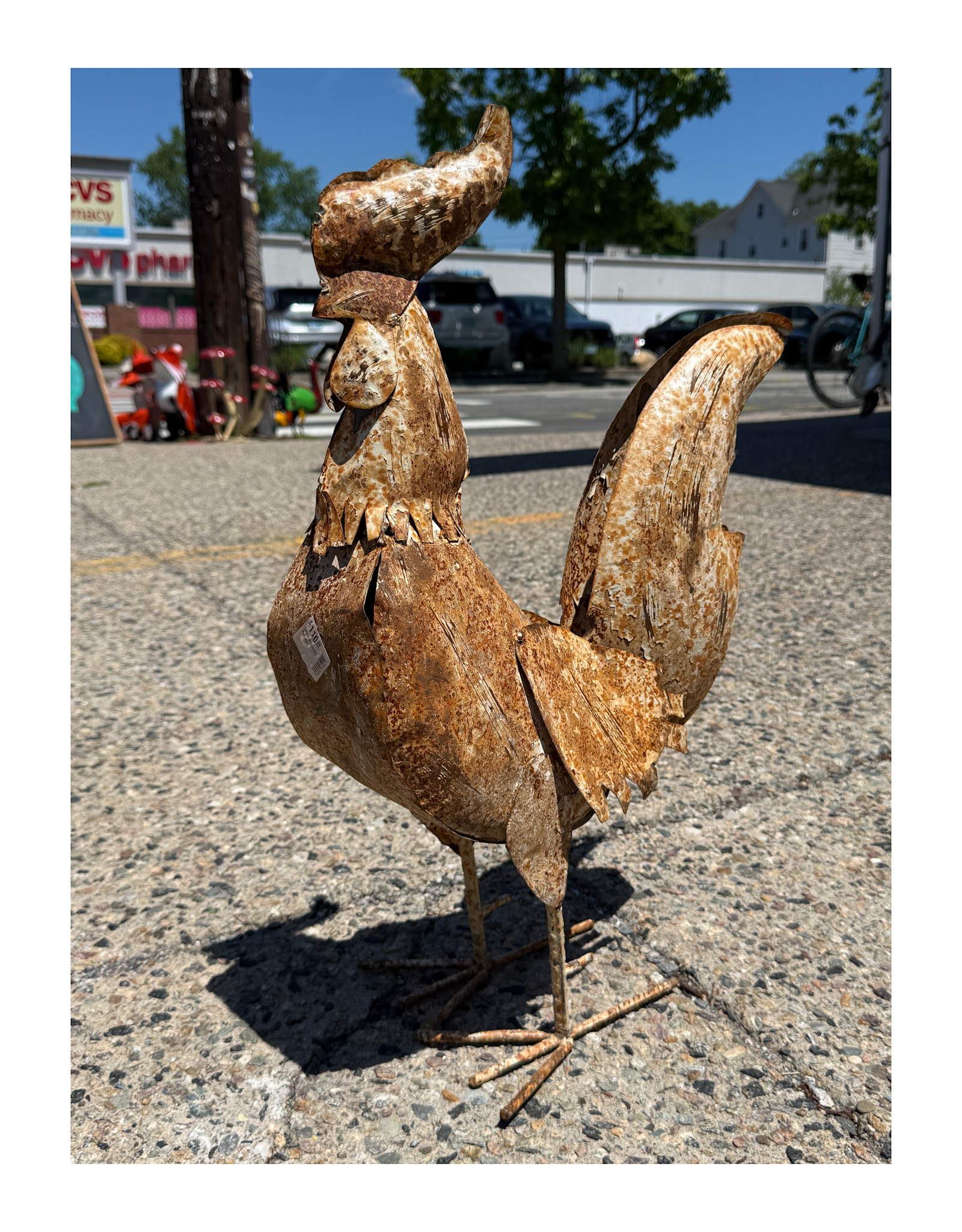White Antiqued Rooster - Curbside Pick Up Only!