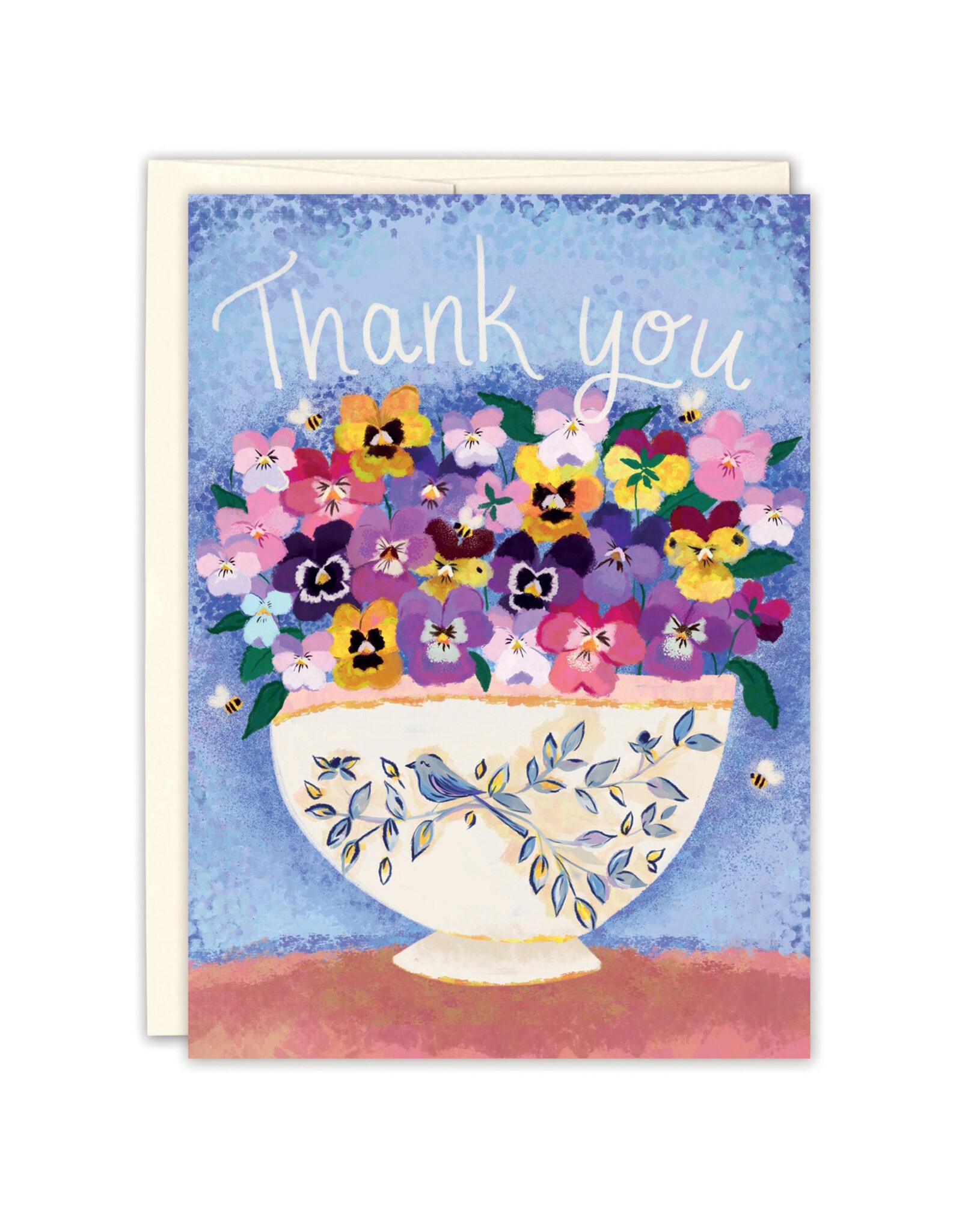 Pansies Vase Thank You Greeting Card