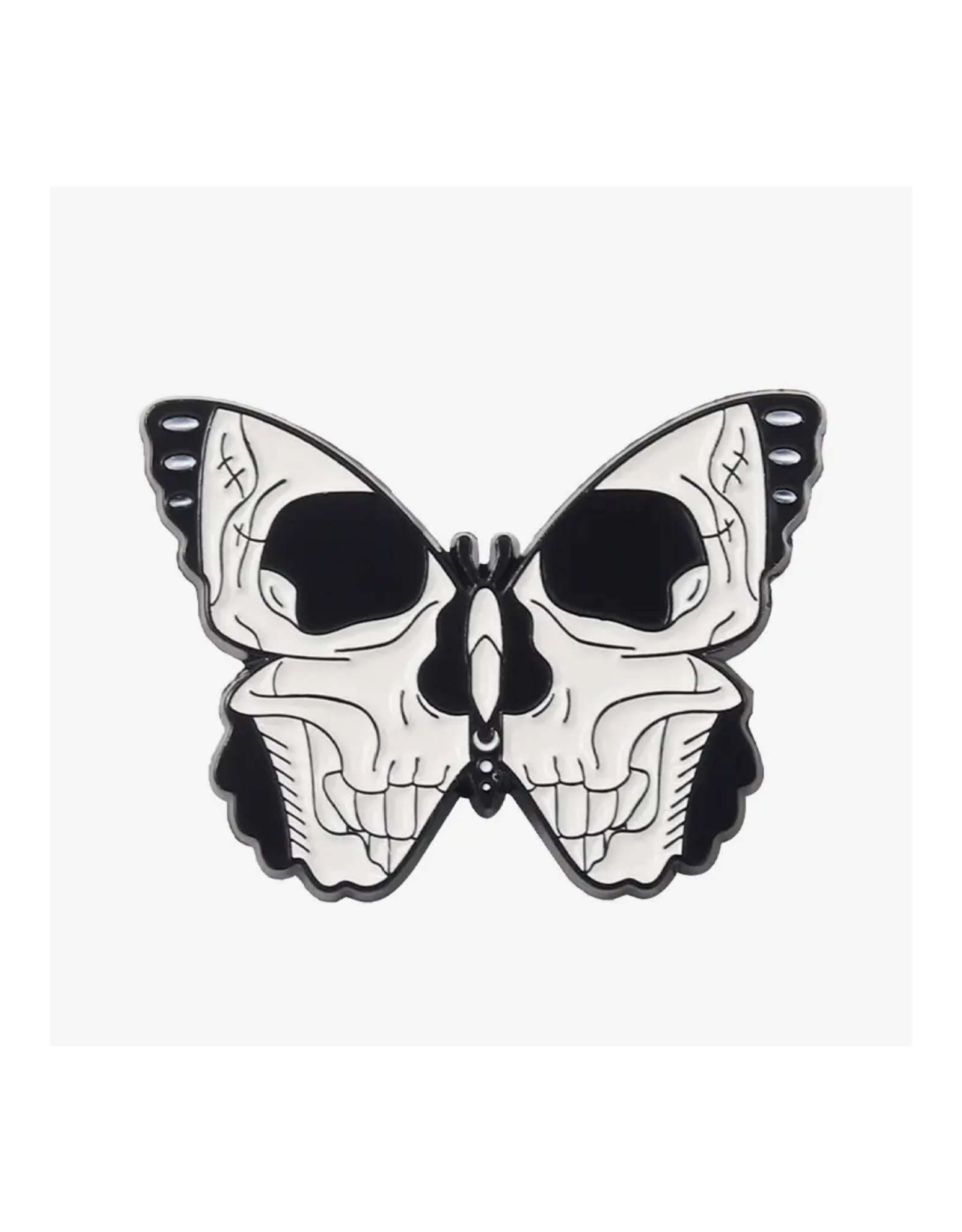 Skull Face Moth Enamel Pin