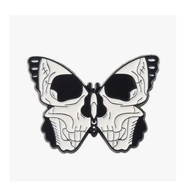 Skull Face Moth Enamel Pin