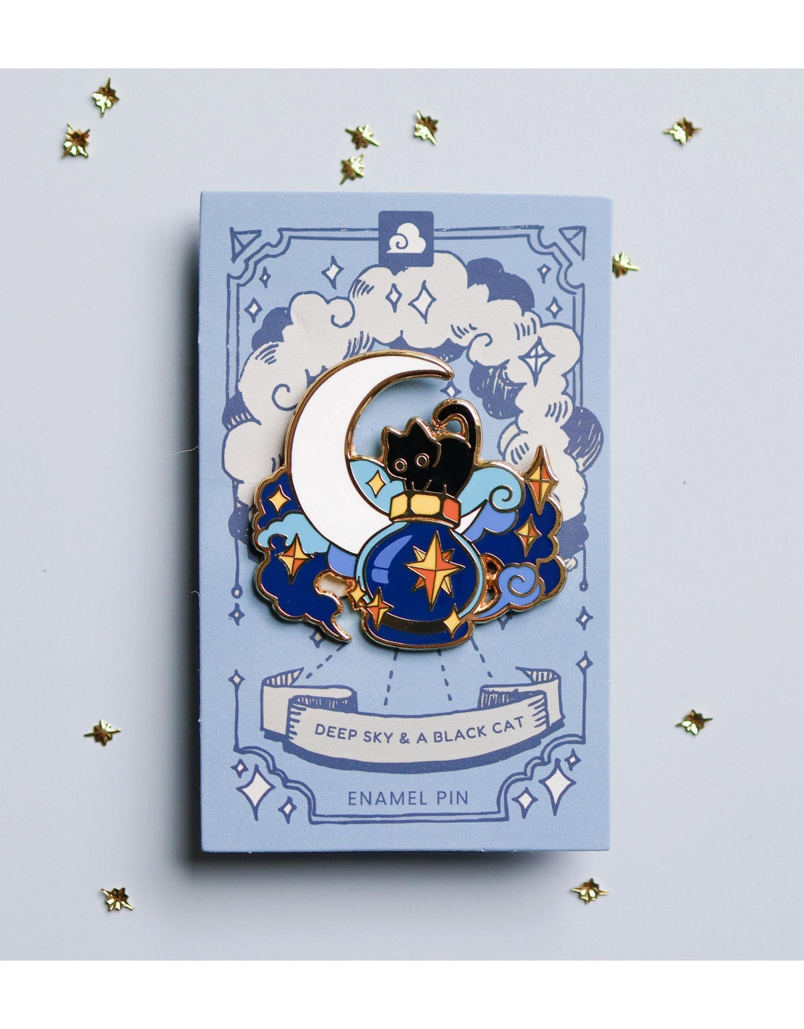 Deep Sky and A Black Cat Enamel Pin