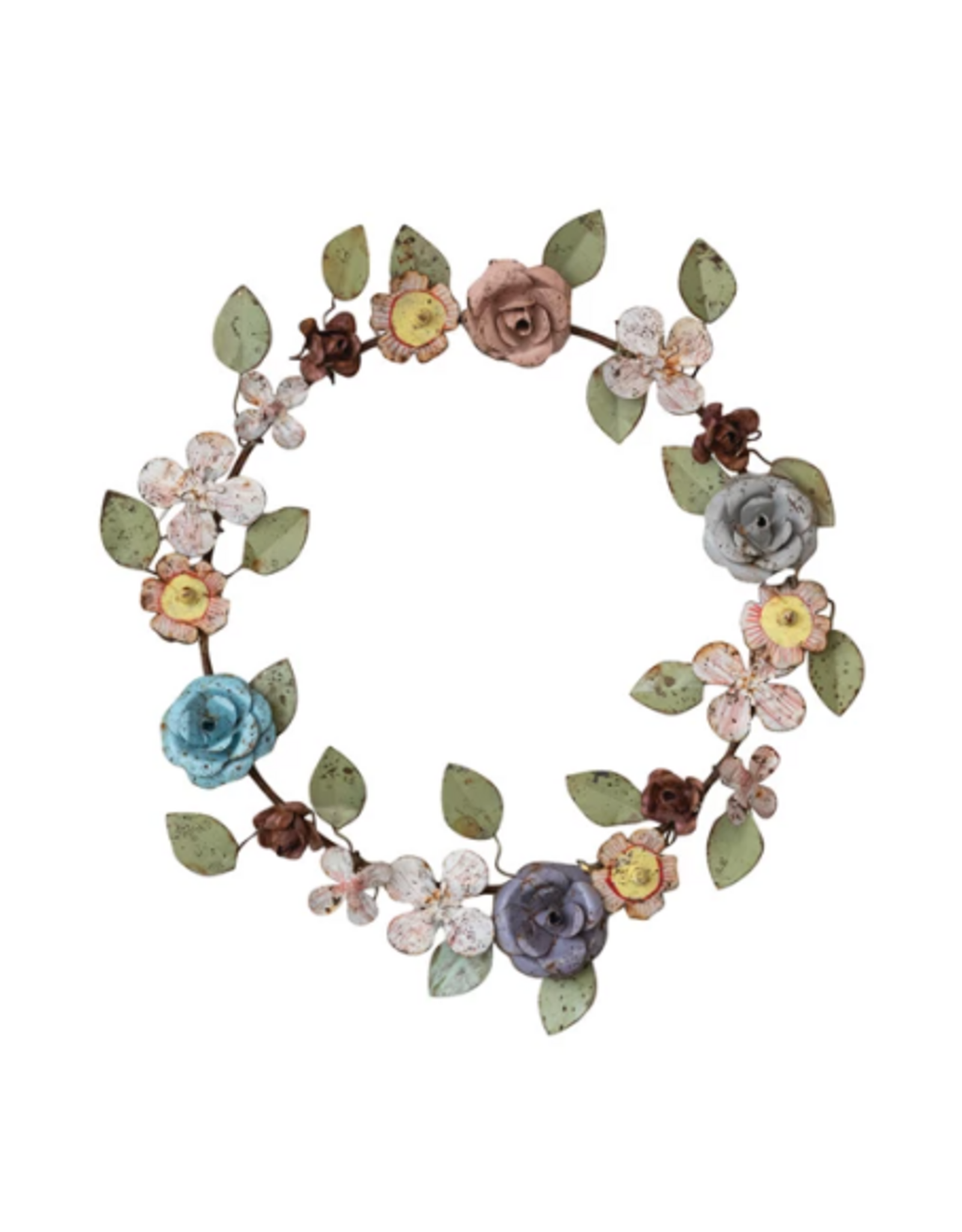 Hand Painted Metal Floral Wreath