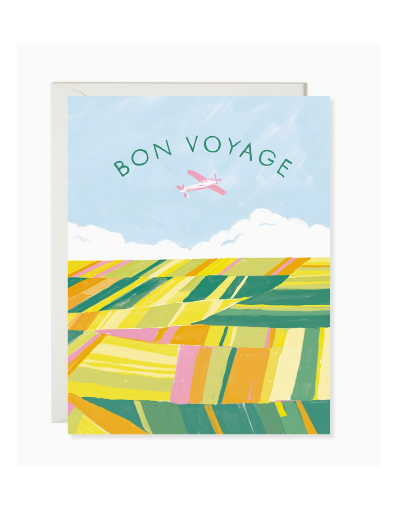 Bon Voyage Airplane Fields Greeting Card