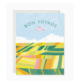 Bon Voyage Airplane Fields Greeting Card