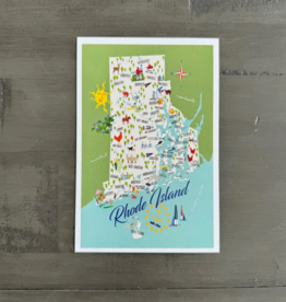 Rhode Island Map  (Galleyware) Greeting Card